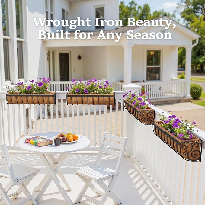 Railing Planter Boxes, 24 Inch Window Boxes Planters, Balcony Planters - Image 6
