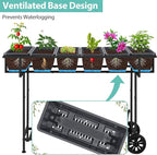 YBING Raised Garden Bed with Wheels Outdoor Elevated Planter Box Stand 6 Pocket - Image 3