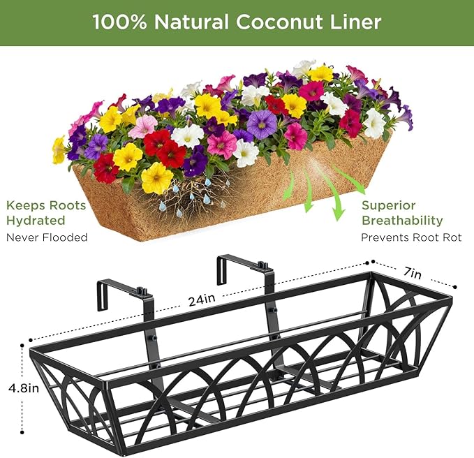 HFHOME 24 inch Window Deck Rail Planter - Image 2