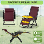 Suteck Zero Gravity Chair, Reclining Camping Lounge Chair w/Removable Cushion - Image 2