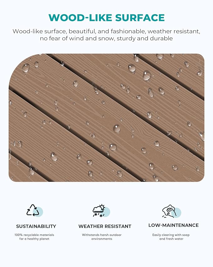 SERWALL Patio Coffee Table, HDPE Rectangle Outdoor Coffee Table - Image 4