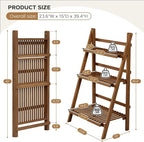 39.4" Bamboo Ladder Shelf Plant Shelf, 3 Tier Foldable Ladder Flower Pot - Image 4