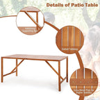 Tangkula 67" Acacia Wood Outdoor Dining Table - Image 8