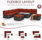 NICESOUL 11 Piece L Shape Patio Furniture Set, 29.3'' High Back Comfy Rattan - Image 4
