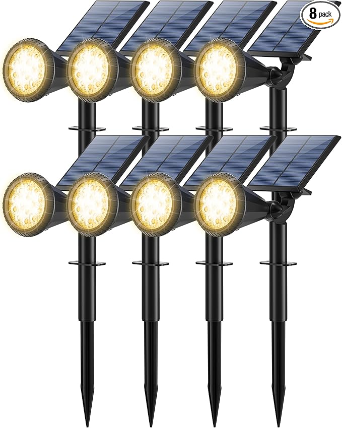 8 Pack Solar Spot Lights Outdoor Waterproof 180 Adjustable Solar Powered by TadyrealSolarLights