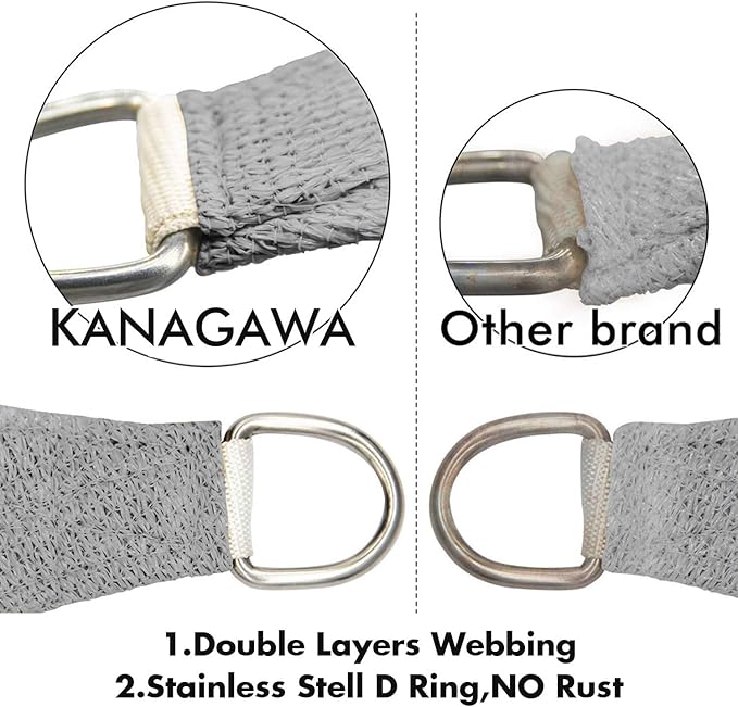 KANAGAWA Sun Shade Sail Curved 16'X20' Gray Rectangle Outdoor Shade Cover UV - Image 4