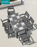 SERWALL Outdoor Dining Table Set, 67‘’ HDPE Patio Dining Set - Image 7