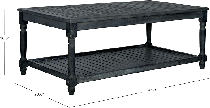 Safavieh Outdoor Collection Oakley Dark Slate Grey Coffee Table - Image 2