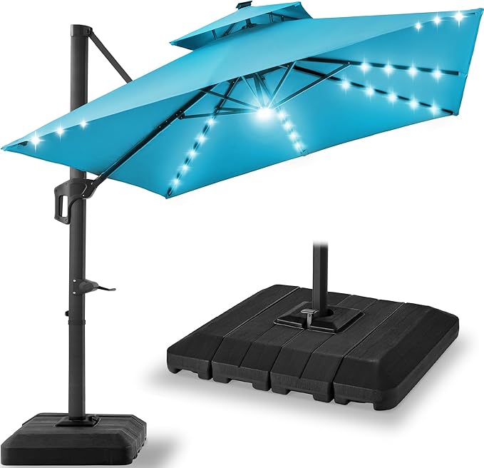 Best Choice Products 12x12ft LED Cantilever Patio Umbrella w/Base Included & by BestChoiceProducts