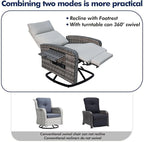 Outdoor Recliner Chair Set of 2, Wicker Patio Recliners - Image 6