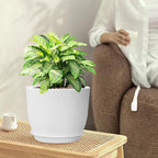 10/9/8 inch Medium Flower Pots, 3 Pack Modern Decorative Plastic Planters - Image 2