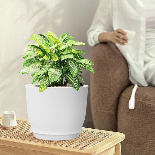 10/9/8 inch Medium Flower Pots, 3 Pack Modern Decorative Plastic Planters - Image 2