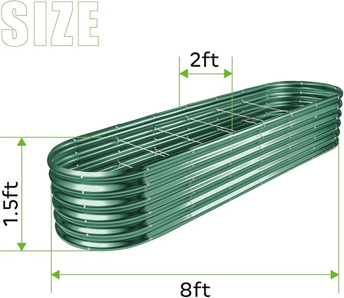 Land Guard 8×2×1.5ft Galvanized Raised Garden Bed Kit, Raised Garden Boxes - Image 2