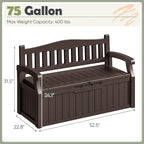 Homall 75 Gallon Outdoor Storage Benches Lockable Deck Box - Image 3