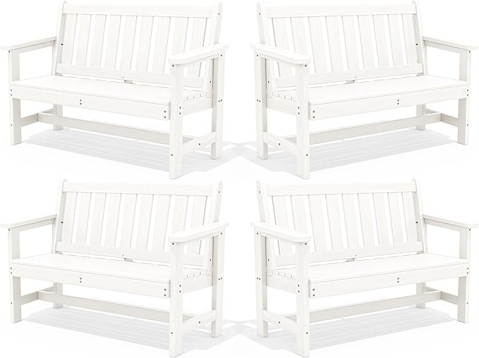 SERWALL Outdoor Bench, HDPE Outdoor Benches Weatherproof, 2-Person Garden Bench by SERWALL