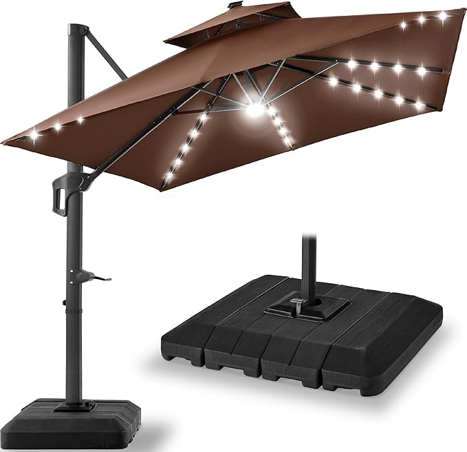 Best Choice Products 12x12ft LED Cantilever Patio Umbrella w/Base Included & by BestChoiceProducts