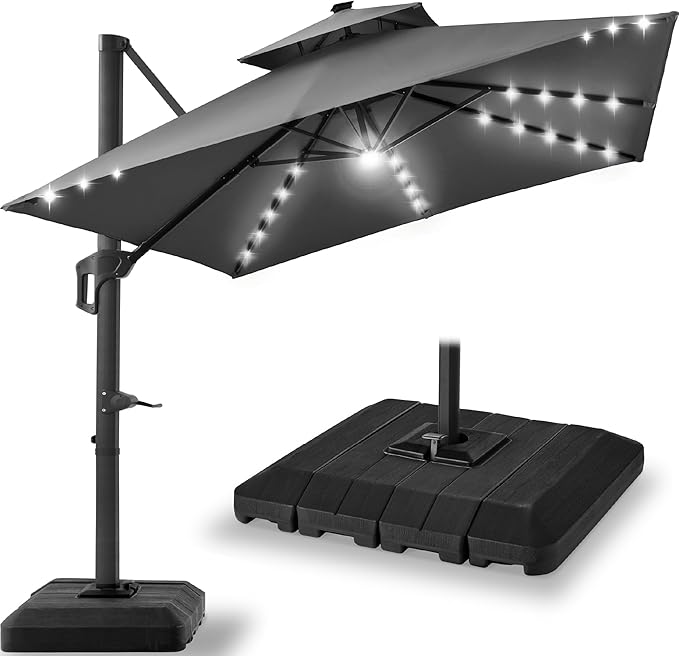 Best Choice Products 9x12ft LED Cantilever Patio Umbrella w/Base Included & by BestChoiceProducts