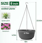 T4U 8 Inch Hanging Planters for Indoor Outdoor Plants, Self Watering Hanging - Image 2