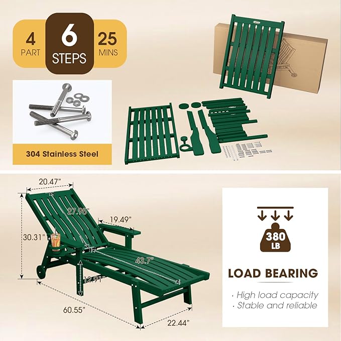 Patio Chaise Lounge Chair, Oversized Lounge Chair Outdoor - Image 2