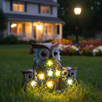 Solar Garden Statue Owl Decor – Cute Owl Family Figurines - Image 9