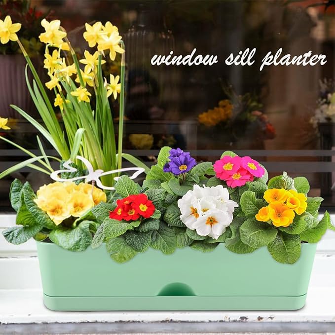 6 Pack Rectangle Planter 16x4.4 Inch Window Boxes Planters Rectangular Large - Image 6