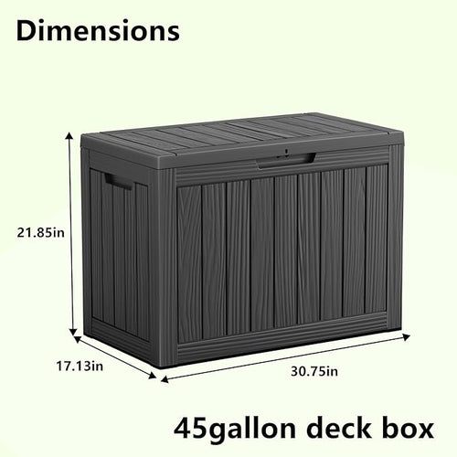 45 Gallon Waterproof Outdoor Storage Box, Resin Deck Box, Lockable Outside - Image 2