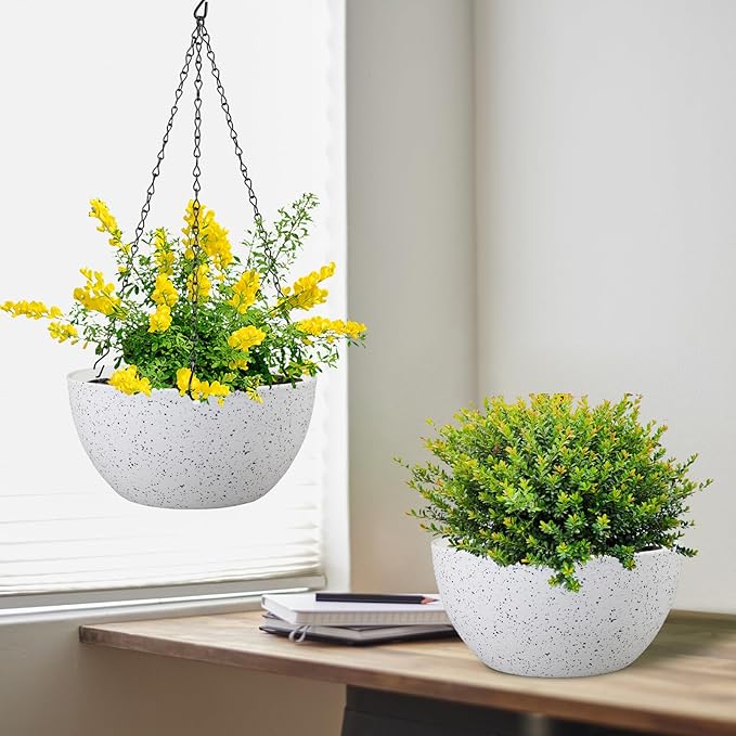 12 inch Large Hanging Planters for Indoor Outdoor Plants, 2 Pack Hanging Flower - Image 5