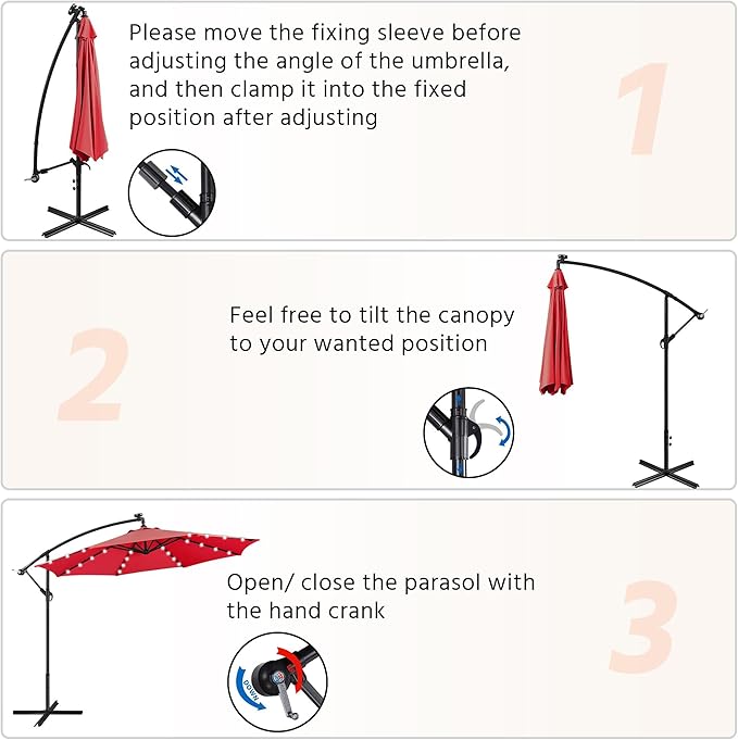 Yaheetech 10FT Solar Offset Umbrella - Image 7