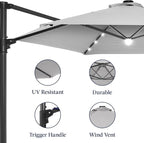 Best Choice Products 10ft Solar LED Offset Cantilever Hanging Market Patio - Image 8
