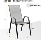 VINGLI Patio Chairs Set of 6 – Stackable Outdoor Dining Chairs - Image 3