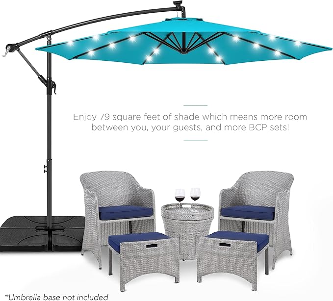 Best Choice Products 10ft Solar LED Offset Cantilever Hanging Market Patio - Image 2