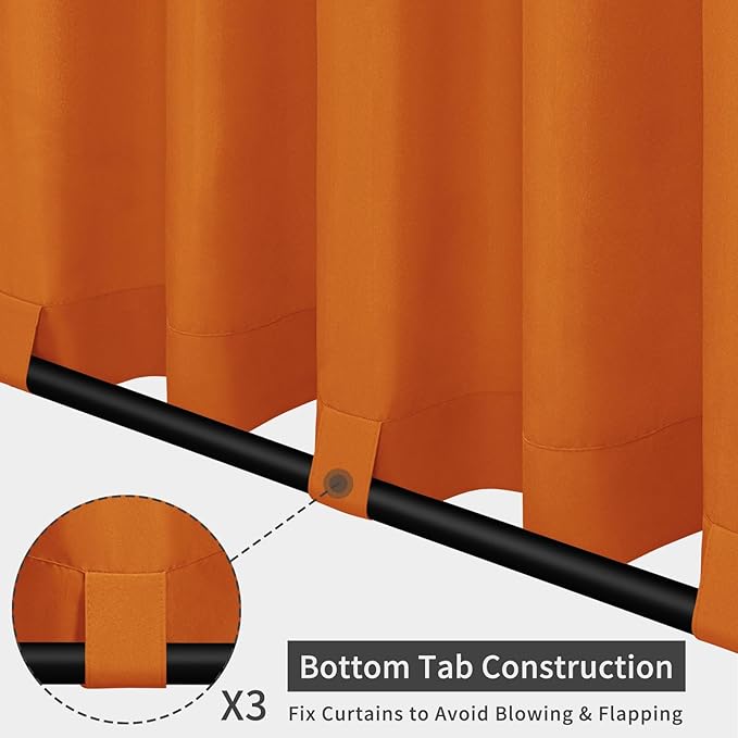 Easy-Going Outdoor Patio Curtains Detachable Tab Top Windproof Weatherproof - Image 3