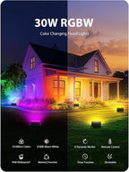 Onforu LED Flood Light Outdoor 300W Equivalent, 30W Color Changing RGBW - Image 2