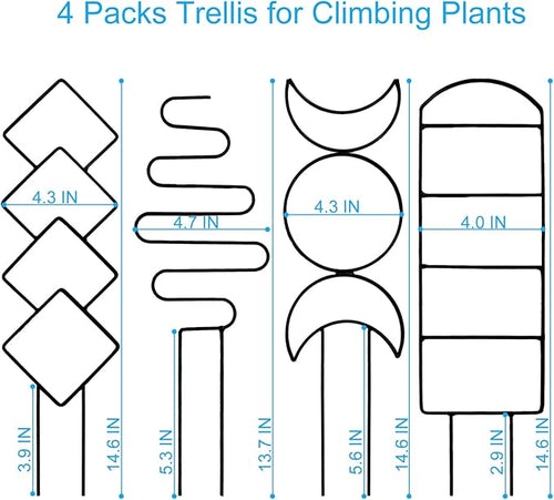 4 Packs Trellis for Climbing Plants Indoor, HENABLE Small Garden Metal Trellis - Image 2