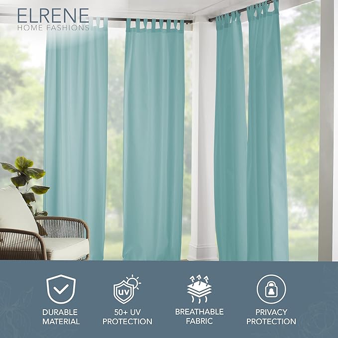 Elrene Home Fashions Matine Weatherproof Tab-Top Indoor/Outdoor Solid Color - Image 3