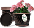 4 Pack 9 Inch Retro Plant Pots, Vintage Striped Flower Pots by Usocik