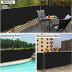 UPGRADE Privacy Fence Screen 3'x74' Black Outdoor 90% Visibility Blockage 170 - Image 8