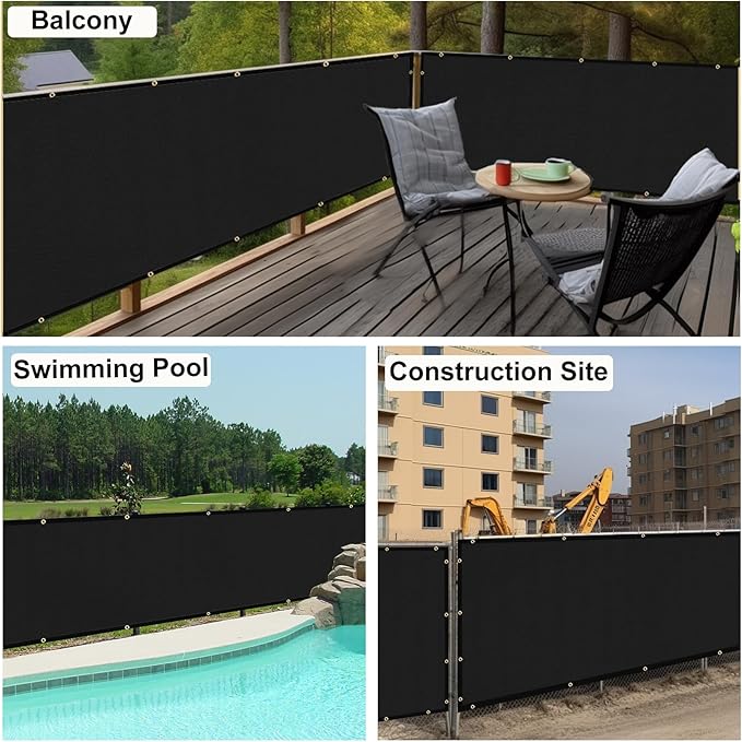 UPGRADE Privacy Fence Screen 3'x74' Black Outdoor 90% Visibility Blockage 170 - Image 8