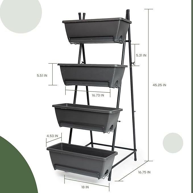 GENMOUS 4 Tier Raised Garden Bed Tall 45'' Vertical Elevated Garden Planter - Image 4