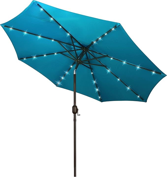 Blissun 9 ft Solar Umbrella 32 LED Lighted Patio Umbrella Table Market Umbrella by Blissun