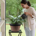 Quarut Large 4 Pack 14 inch Plant Pots, Whiskey Barrel Planters - Image 4