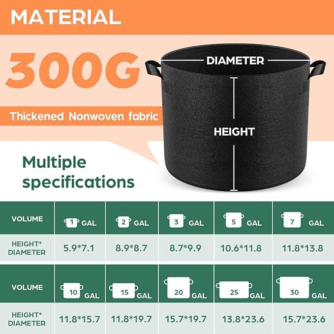 10 Pack 2 Gallon Grow Bags, Thickened Nonwoven Fabric Planter Pots - Image 2