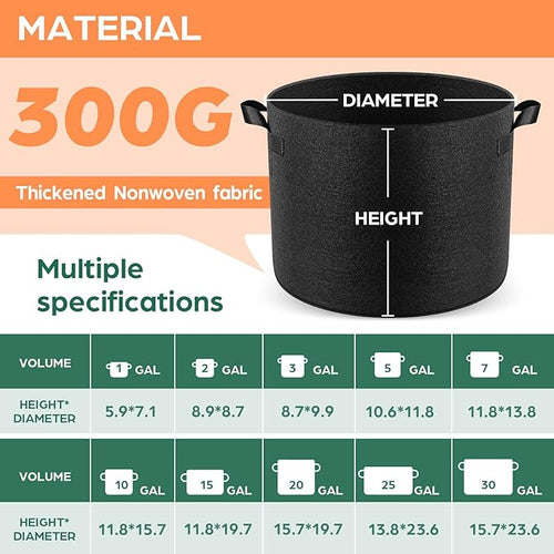 5 Pack 30 Gallon Grow Bags, Thickened Nonwoven Fabric Planter Pots - Image 2
