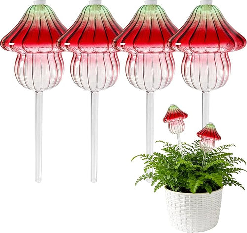 4 PCS Glass Mushroom Plant Watering Globes, 230 ML Large Self Watering Planter by Huiraas