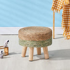 Cpintltr Ottoman Natural Seagrass Footrest Poufs Hand Weave Round Foot Stool - Image 7