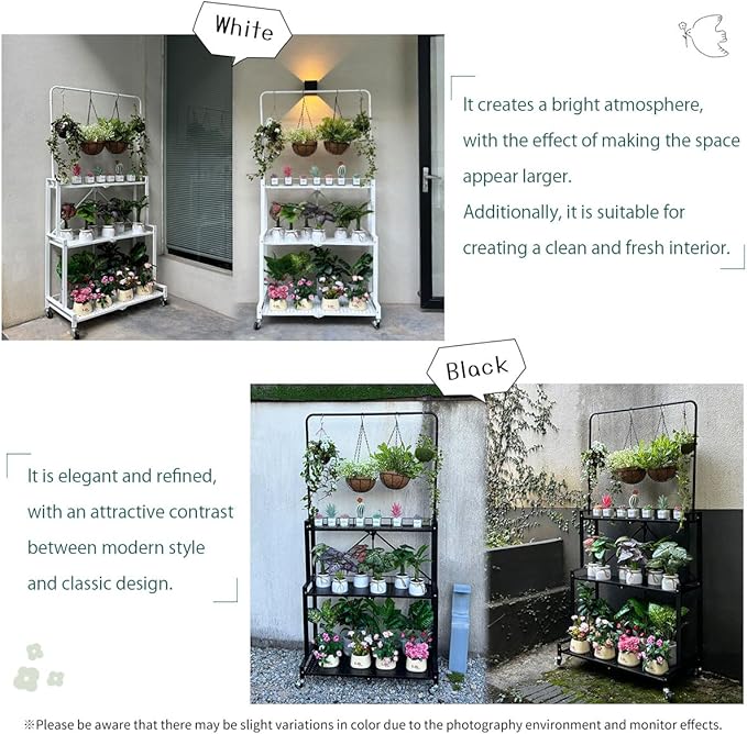 lumizone Foldable 4-Tier Plant Stand Indoor Outdoor Hanging Plant Shelf No - Image 8