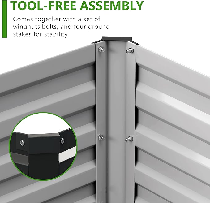 2PCS 12x3x1ft Galvanized Raised Garden Bed Kit, Metal Planter Box - Image 5