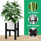 Adjustable Plant Stand Indoor, Bamboo Mid Century Modern Plants Stands - Image 2
