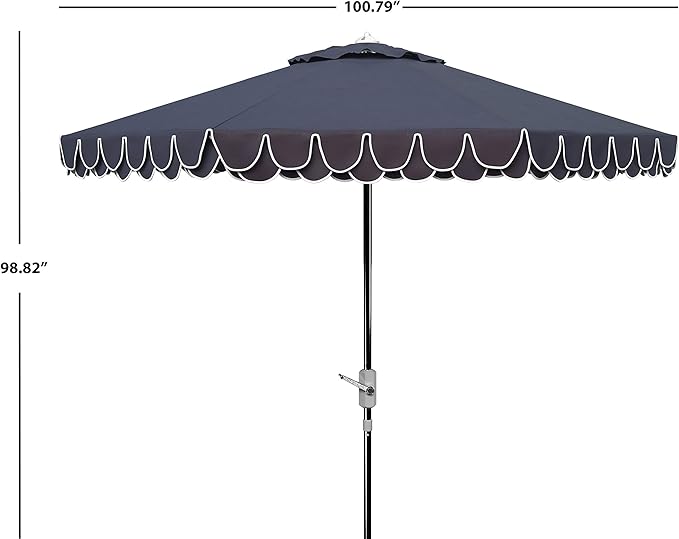 SAFAVIEH 9ft Outdoor Patio Umbrella, Auto Crank Tilt, UV Resistant - Image 7
