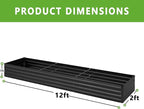 12x2x1FT Galvanized Raised Garden Bed Kit, Vegetable Boxes-Rectangle Metal - Image 2